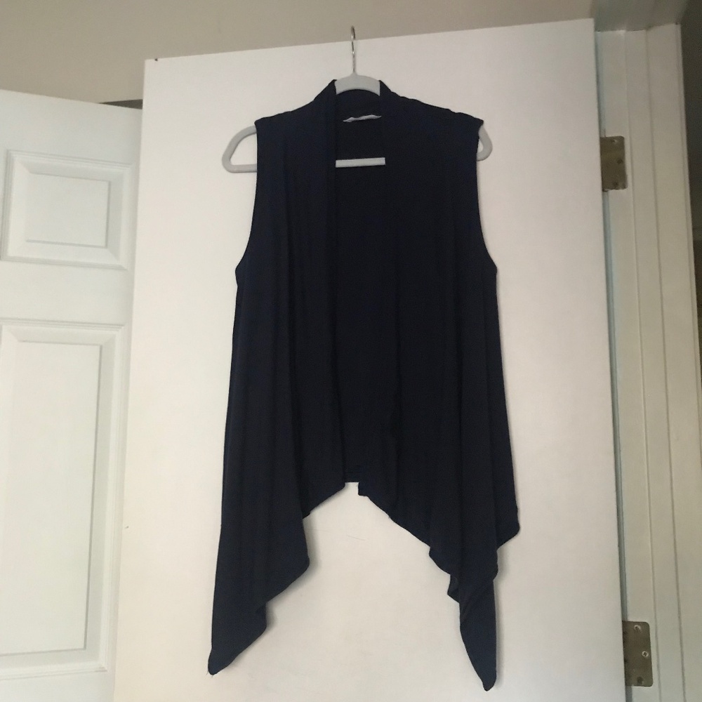 Athleta knit Vest Small navy open waterfall modal lightweight packable active